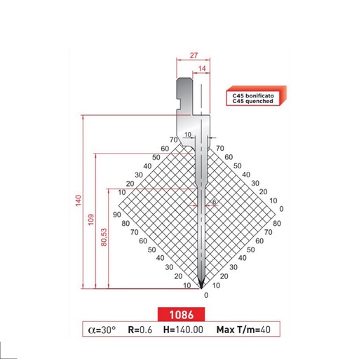 [2NTPLI_EUROSTAMP1086] Poinçon type AMADA N°1086 Lg 835