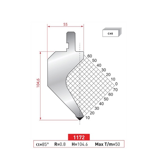 [2NTPLI_EUROSTAMP1172] Poinçon type Amada neuf Arrow référence 1172 Lg 835
