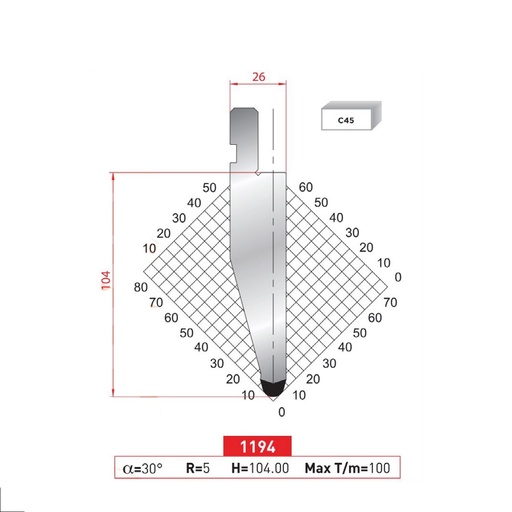[2NTPLI_EUROSTAMP1194] Poinçon type AMADA N°1194 Lg 835