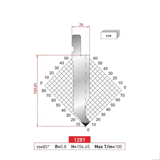[2NTPLI_EUROSTAMP1281] Poinçon type AMADA N°1281 Lg 835