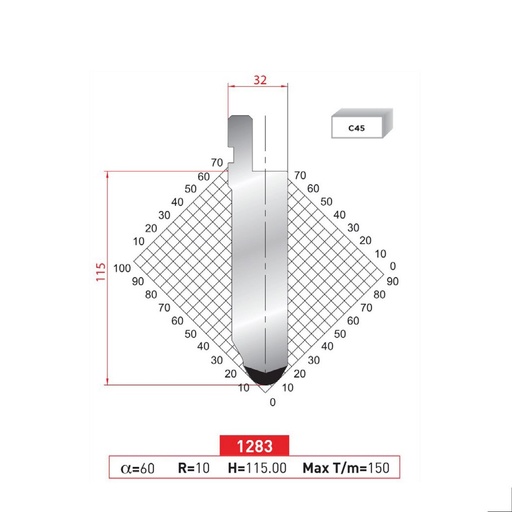 [2NTPLI_EUROSTAMP1283] Poinçon type AMADA N°1283 Lg 835