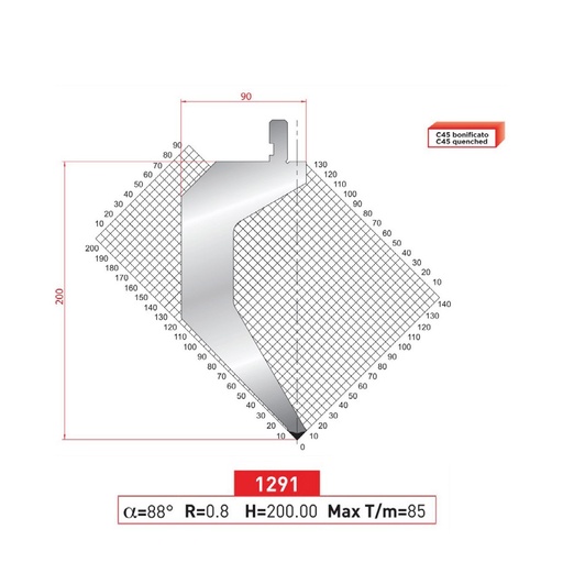 [2NTPLI_EUROSTAMP1291] Poinçon type Amada neuf Arrow référence 1291 Lg 505