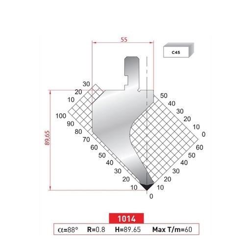 [2NTPLI_EUROSTAMP1014_2F] Poinçon type Amada neuf Arrow référence 1014 Lg 805 Fractionné