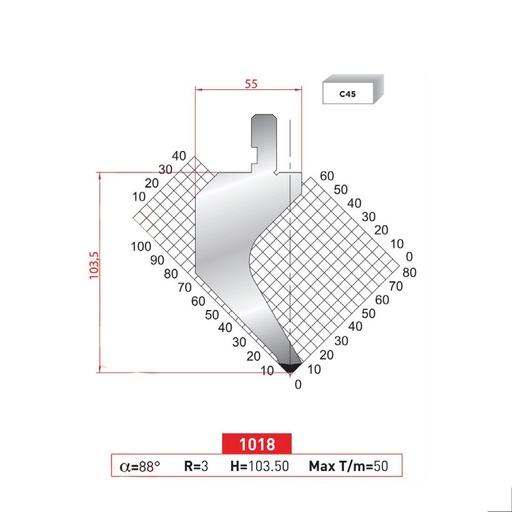 [2NTPLI_EUROSTAMP1018_1M] Poinçon type AMADA N°1018 Lg 415