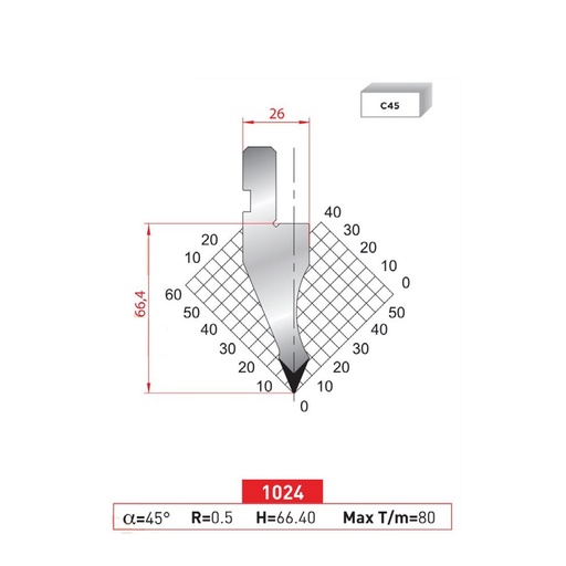[2NTPLI_EUROSTAMP1024_2F] Poinçon type Amada neuf Arrow référence 1024 Lg 805 Fractionné