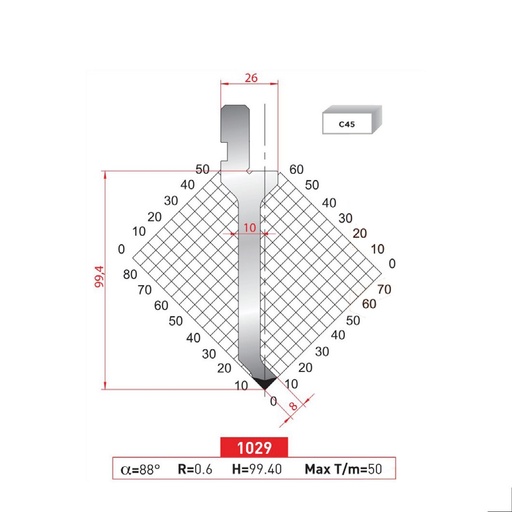 [2NTPLI_EUROSTAMP1029_1M] Poinçon type Amada neuf Arrow référence 1029 Lg 415