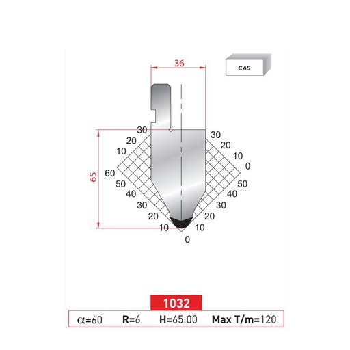 [2NTPLI_EUROSTAMP1032_1M] Poinçon type Amada neuf Arrow référence 1032 Lg 415