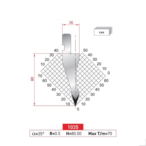 [2NTPLI_EUROSTAMP1035_2F] Poinçon type Amada neuf Arrow référence 1035 Lg 805 Fractionné