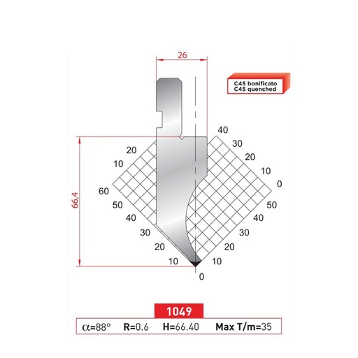 [2NTPLI_EUROSTAMP1049_2F] Poinçon type Amada Arrow N°1049 Lg 805 Fractionné