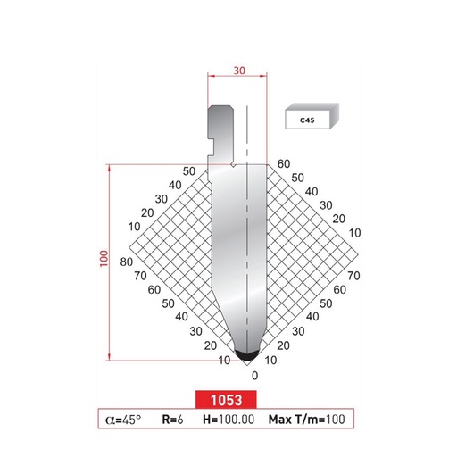 [2NTPLI_EUROSTAMP1053_1M] Poinçon type Amada neuf Arrow référence 1053 Lg 415