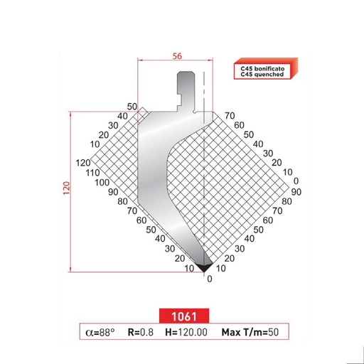 [2NTPLI_EUROSTAMP1061_1M] Poinçon type Amada neuf Arrow référence 1061 Lg 415