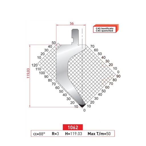 [2NTPLI_EUROSTAMP1062_2F] Poinçon type AMADA N°1062 Lg 805 Fractionné