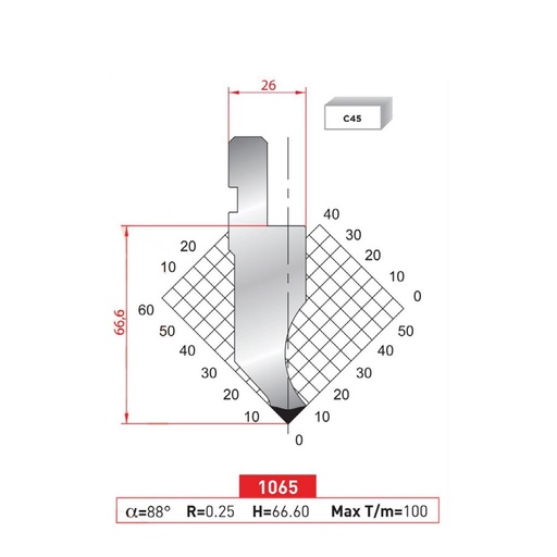 [2NTPLI_EUROSTAMP1065_1M] Poinçon type AMADA N°1065 Lg 415