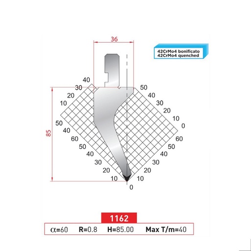 [2NTPLI_EUROSTAMP1162_1M] Poinçon type Amada neuf Arrow référence 1162 Lg 415