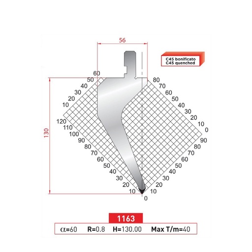 [2NTPLI_EUROSTAMP1163_1M] Poinçon type AMADA N°1163 Lg 415