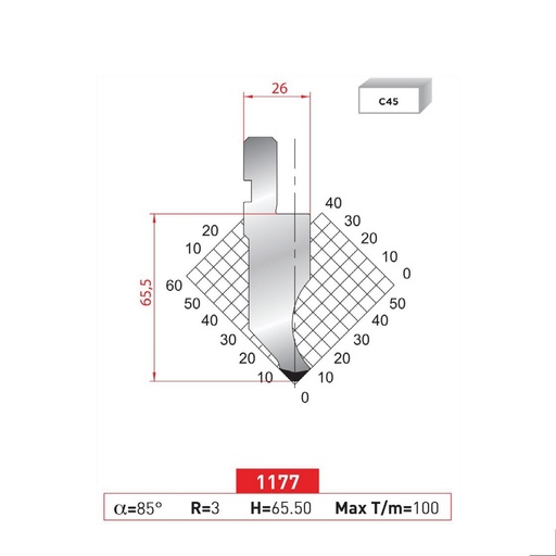 [2NTPLI_EUROSTAMP1177_1M] Poinçon type AMADA N°1177 Lg 415