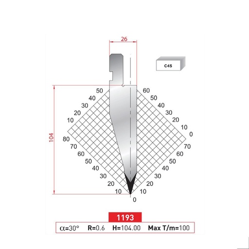 [2NTPLI_EUROSTAMP1193_2F] Poinçon type Amada neuf Arrow référence 1193 Lg 805 Fractionné