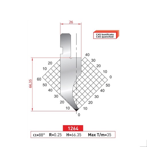 [2NTPLI_EUROSTAMP1264_2F] Poinçon type AMADA N°1264 Lg 805 Fractionné