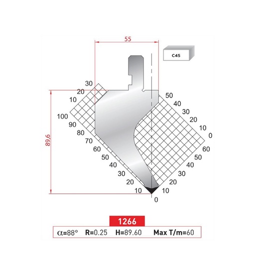 [2NTPLI_EUROSTAMP1266_2F] Poinçon type Amada neuf Arrow référence 1266 Lg 805 Fractionné