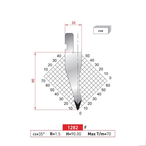 [2NTPLI_EUROSTAMP1282_2F] Poinçon type AMADA N°1282 Lg 805 Fractionné