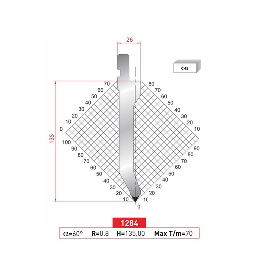 [2NTPLI_EUROSTAMP1284_1M] Poinçon type AMADA N°1284 Lg 415