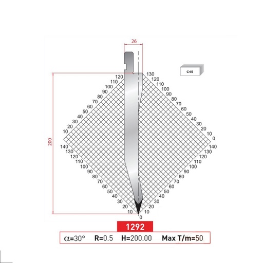 [2NTPLI_EUROSTAMP1292_2F] Poinçon type AMADA N°1292 Lg 805 Fractionné