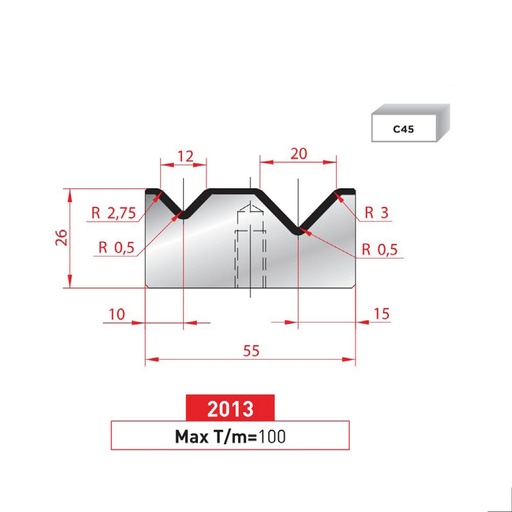 [2NTPLI_EUROSTAMP2013] Matrice 2V type AMADA neuve ARROW référence 2013 Lg 835