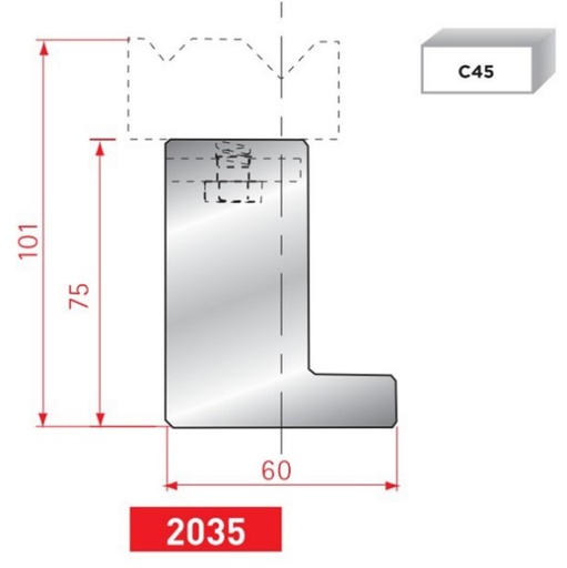 [2NTPLI_EUROSTAMP2035] Support matrice 2V type AMADA N°2035 Lg 835