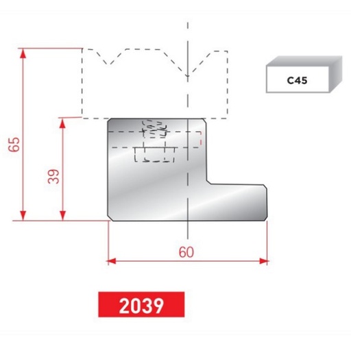[2NTPLI_EUROSTAMP2039] Support matrice 2V type AMADA N°2039 Lg 835