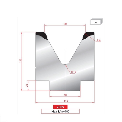 [2NTPLI_EUROSTAMP2089] Matrice 1V type AMADA N°2089 Lg 835