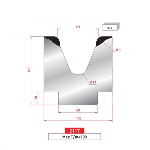 [2NTPLI_EUROSTAMP2117] Matrice 1V type AMADA N°2117 Lg 835