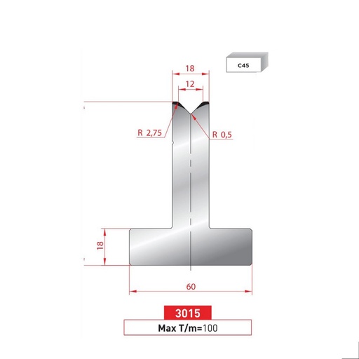 [2NTPLI_EUROSTAMP3015] Matrice T type AMADA N°3015 Lg 835