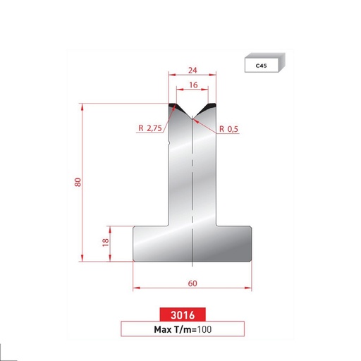 [2NTPLI_EUROSTAMP3016] Matrice T type AMADA neuve ARROW référence 3016 Lg 835
