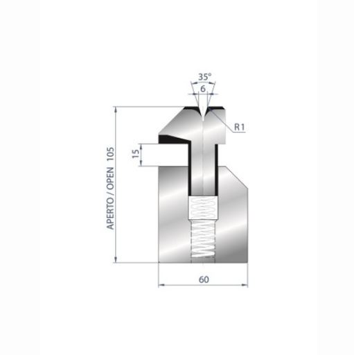 [2NTPLI_EUROSTAMP3039]] Matrice à pli écrasé AMADA neuve ARROW référence 3039 Lg 835