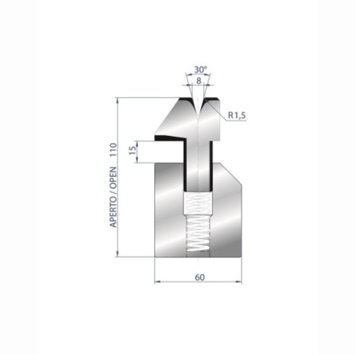 [2NTPLI_EUROSTAMP3041PN] Matrice pneumatique à pli écrasé AMADA neuve ARROW référence 3041PN Lg 835