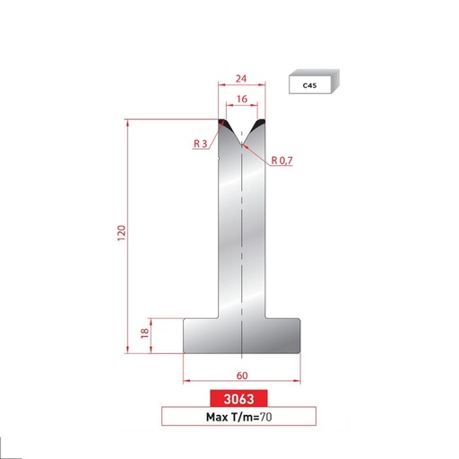 [2NTPLI_EUROSTAMP3063] Matrice T type AMADA N°3063 Lg 835