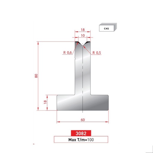 [2NTPLI_EUROSTAMP3082] Matrice T type AMADA neuve ARROW référence 3082 Lg 835