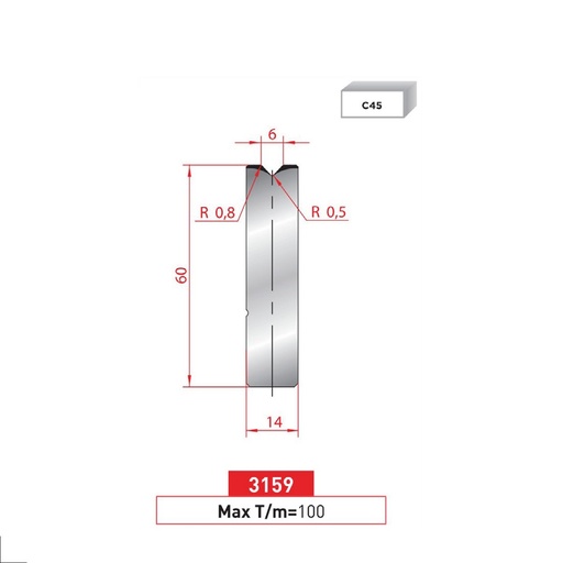 [2NTPLI_EUROSTAMP3159] Matrice à insert type AMADA neuve ARROW référence 3159 Lg 835