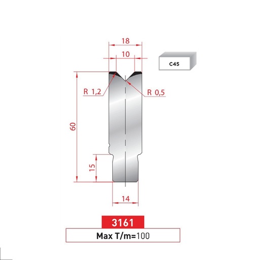 [2NTPLI_EUROSTAMP3161] Matrice à insert type AMADA neuve ARROW référence 3161 Lg 835