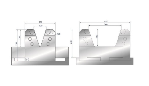 [2NTPLI_EUROSTAMP3192] Matrice 1 V ajustable à roulements type AMADA neuve ARROW référence 3192 Lg 700