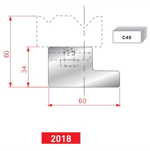 [2NTPLI_EUROSTAMP2018_1M] Support matrice 2V type AMADA N°2018 Lg 410