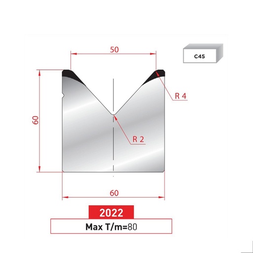 [2NTPLI_EUROSTAMP2022_2F] Matrice 1V type AMADA neuve ARROW référence 2022 Lg 805 Fractionné