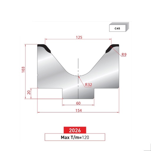 [2NTPLI_EUROSTAMP2026_2F] Matrice 1V type AMADA ARROW N°2026 Lg 805 Fractionné