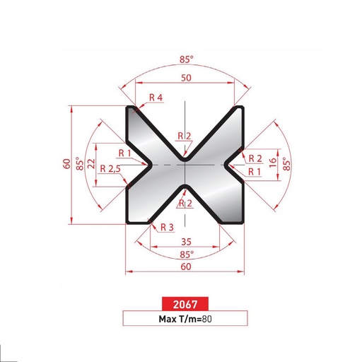 [2NTPLI_EUROSTAMP2067_1M] Matrice 4V type AMADA neuve ARROW référence 2067 Lg 415