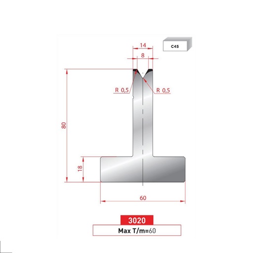 [2NTPLI_EUROSTAMP3020_1M] Matrice T type AMADA neuve ARROW référence 3020 Lg 415