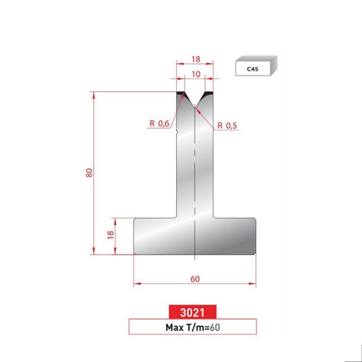 [2NTPLI_EUROSTAMP3021_1M] Matrice T type AMADA neuve ARROW référence 3021 Lg 415