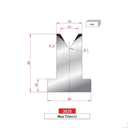 [2NTPLI_EUROSTAMP3025_1M] Matrice T type AMADA neuve ARROW référence 3025 Lg 415