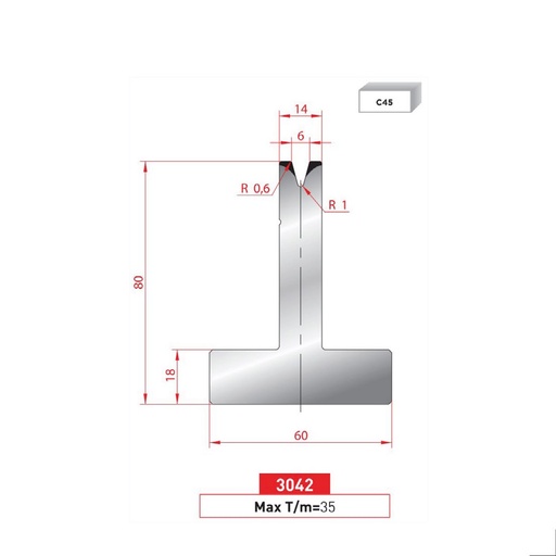 [2NTPLI_EUROSTAMP3042_1M] Matrice T type AMADA neuve ARROW référence 3042 Lg 415