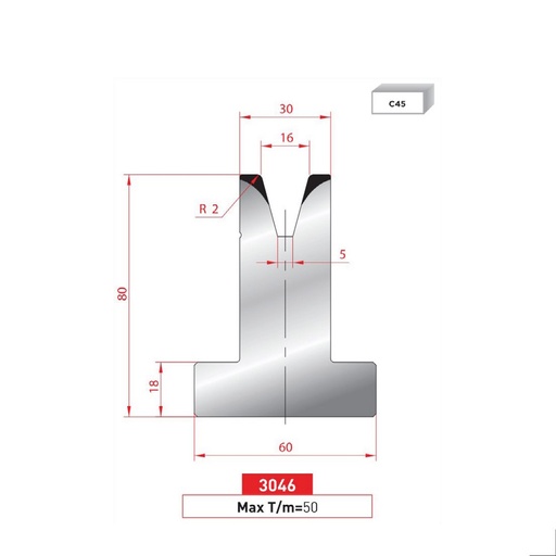[2NTPLI_EUROSTAMP3046_1M] Matrice T type AMADA N°3046 Lg 415