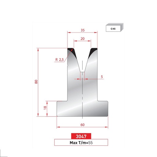[2NTPLI_EUROSTAMP3047_1M] Matrice T type AMADA neuve ARROW référence 3047 Lg 415